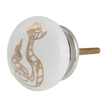 Golden Snake Pattern Ceramic Cabinet Knobs